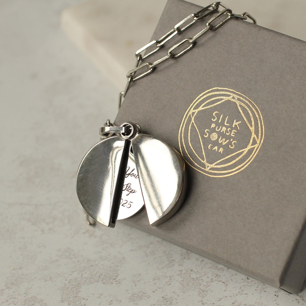 Silver Hidden Message Locket - Necklaces