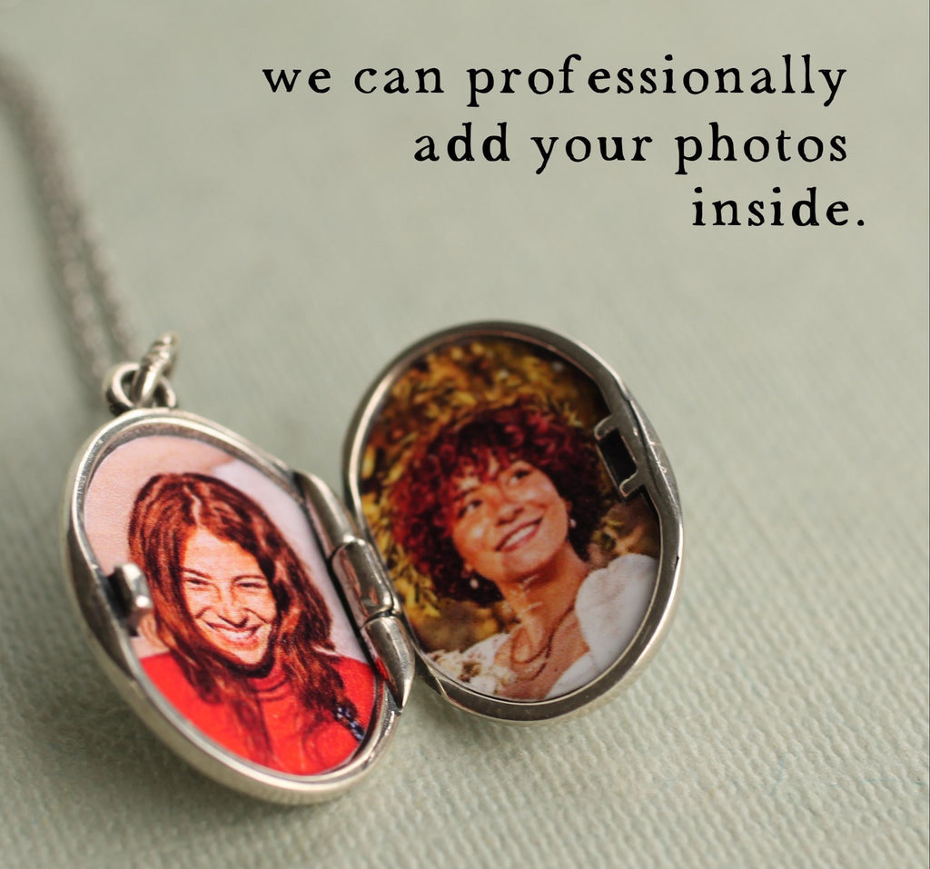 Sterling Silver Rose Oval Locket - personalised photo locket