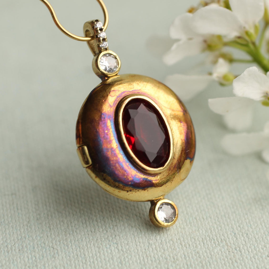 Art Deco Ruby Jewel Locket Pin - Brooches & Pins