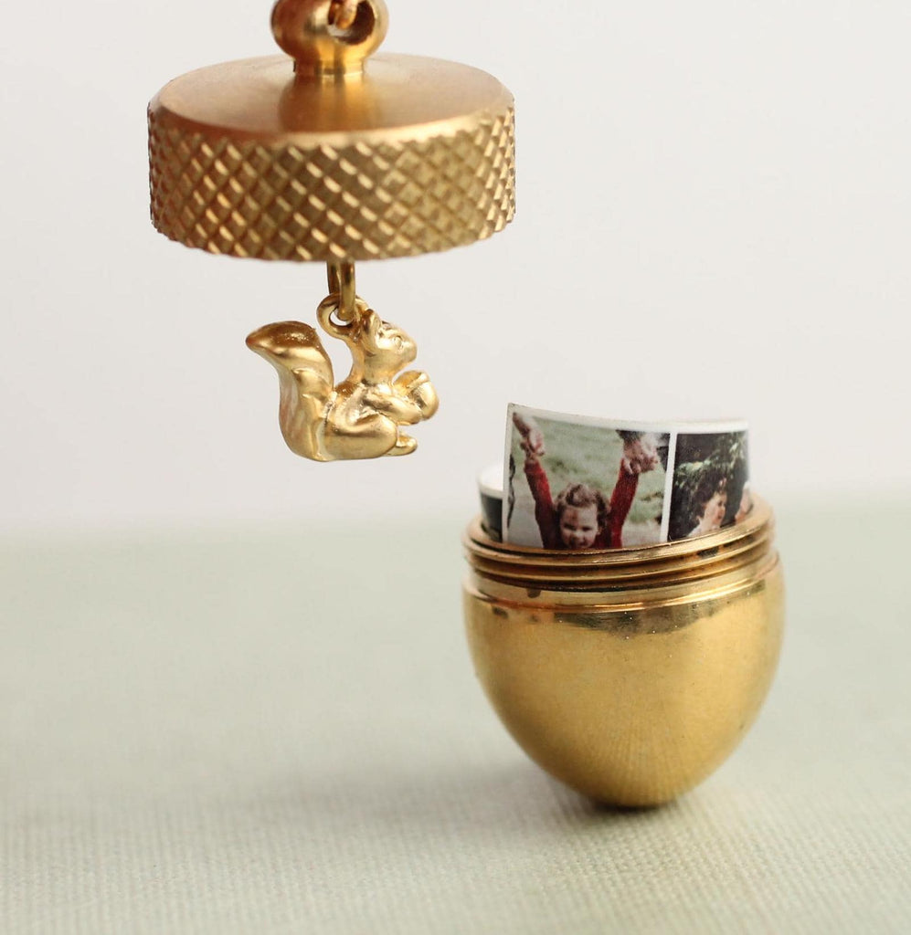 Personalized Acorn Photo Locket Keyring (P) - Keyrings