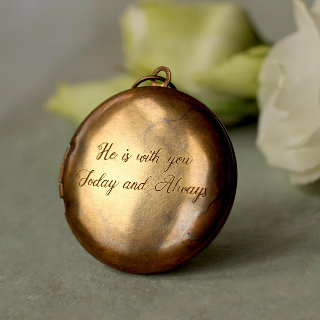 Antique Round Locket Bouquet Pin - Brooches & Pins