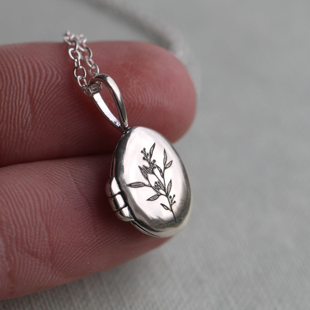 Sterling Silver Tiny Oval Locket - Necklaces