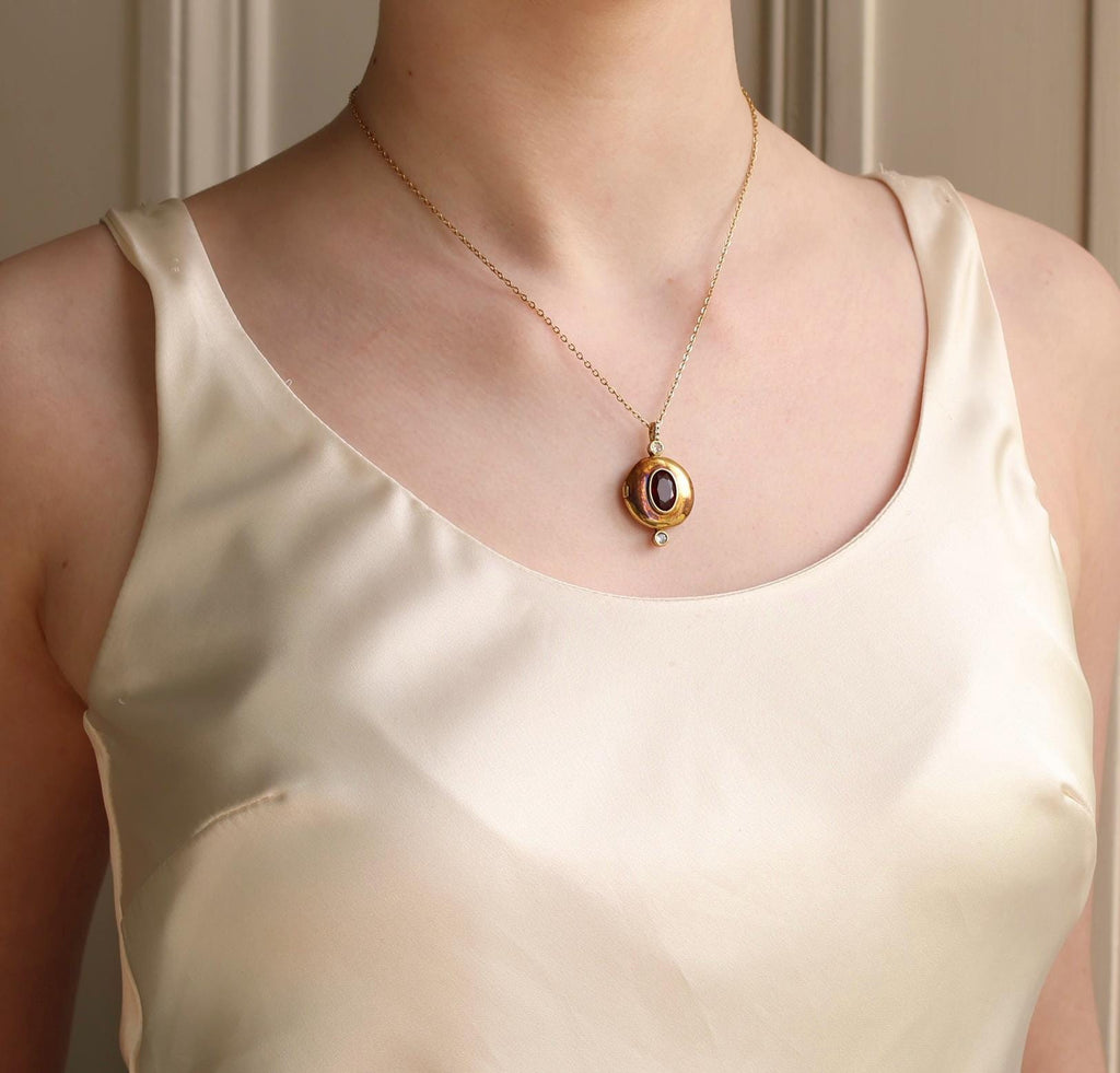 Art Deco Ruby Red Locket Necklace - personalised photo locket