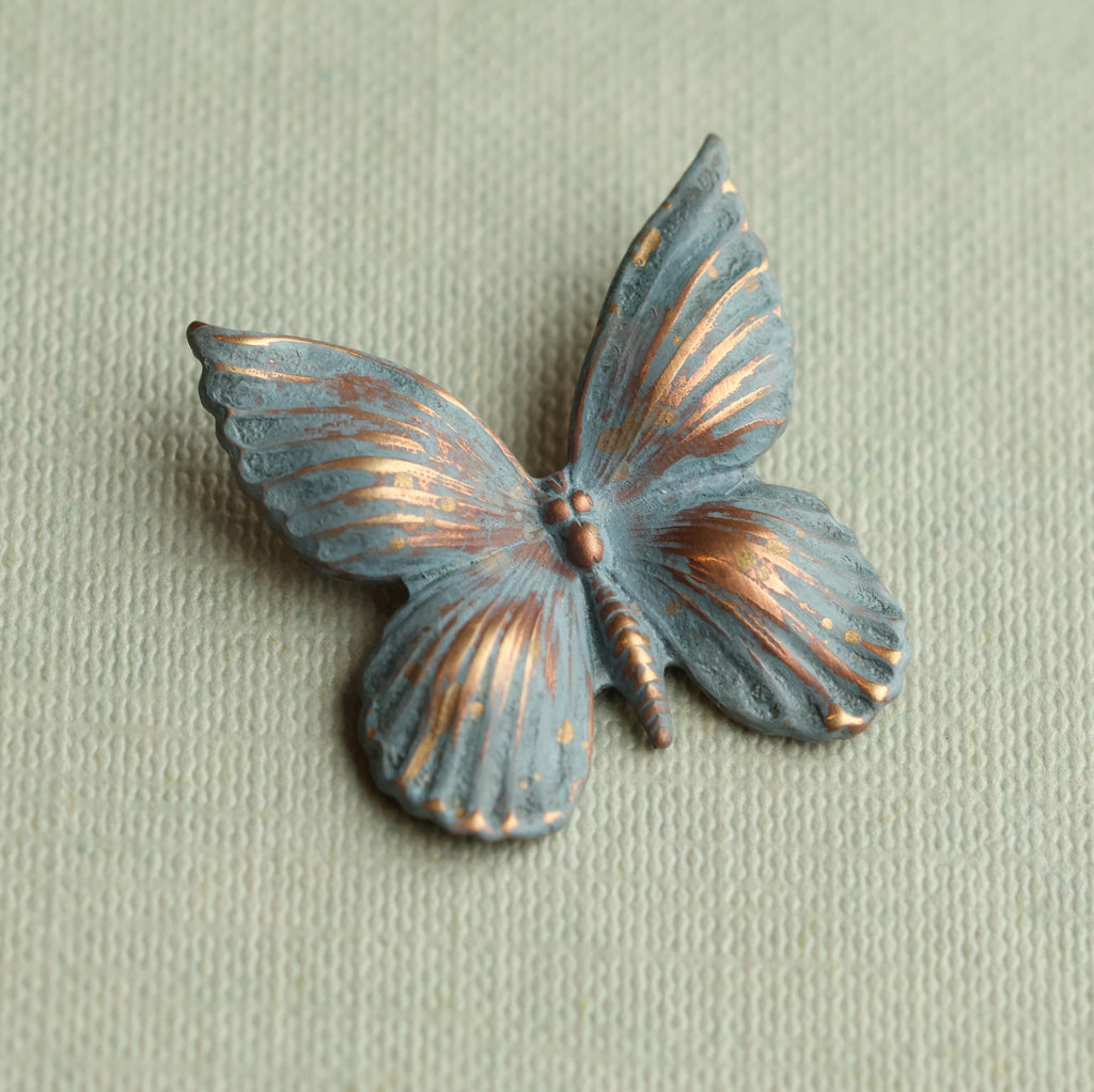 Grey & Copper Butterfly Brooch - Brooches & Pins