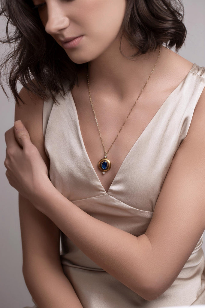 Art Deco Ruby Red Locket Necklace - personalised photo locket