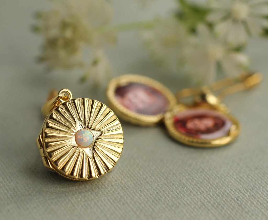 Gold Vermeil Opal Sunburst Bouquet Pin - Brooches & Pins