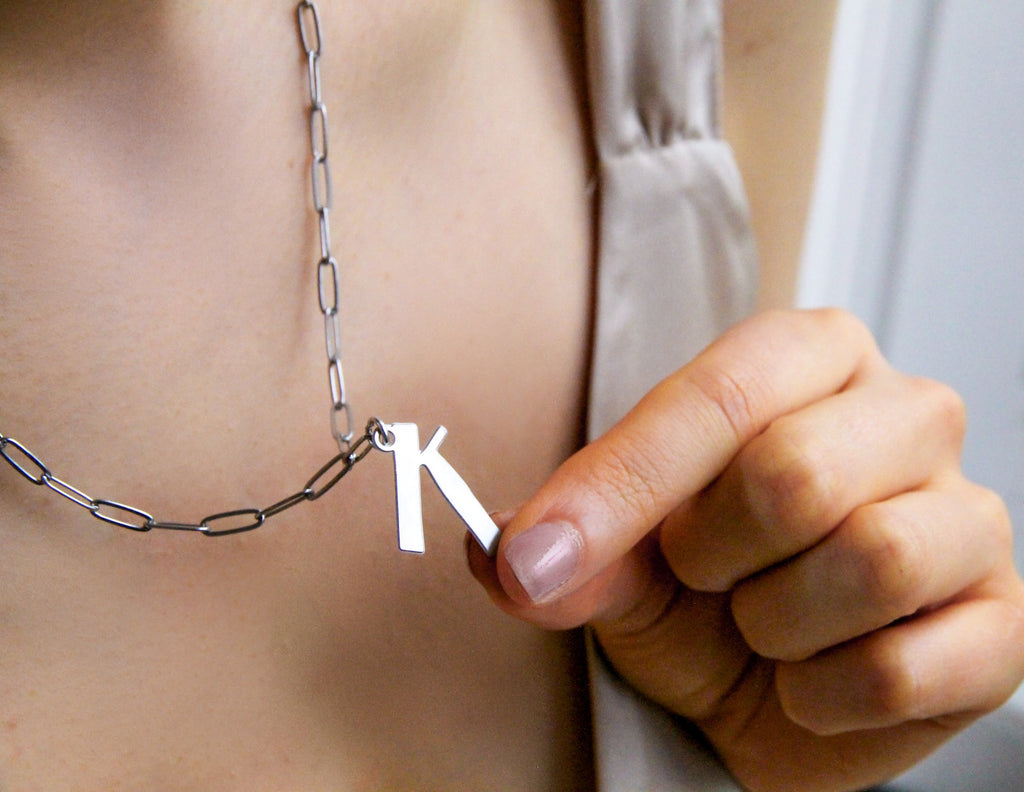 Silver Alphabet Pendant Necklace - Necklaces