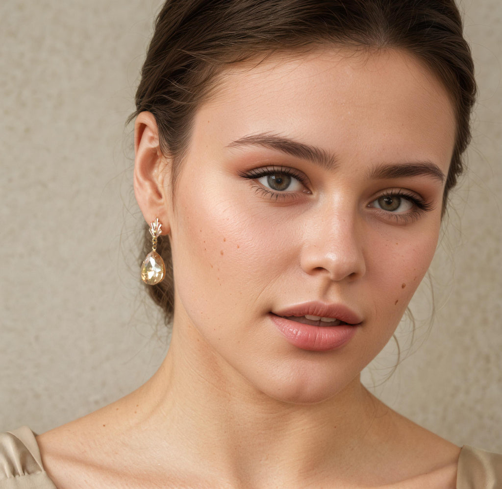 Champagne Crystal Teardrop Earrings - Earrings