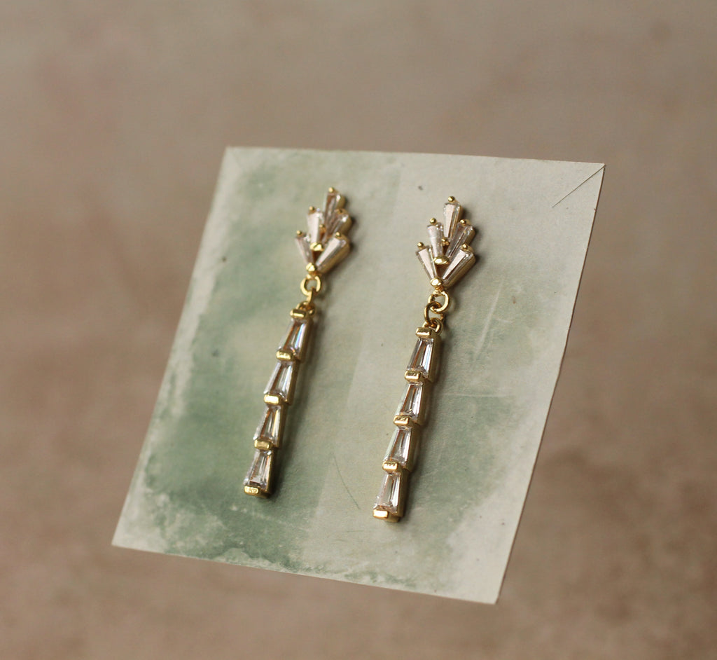 Crystal Baguette Drop Earring (WS) - Earrings