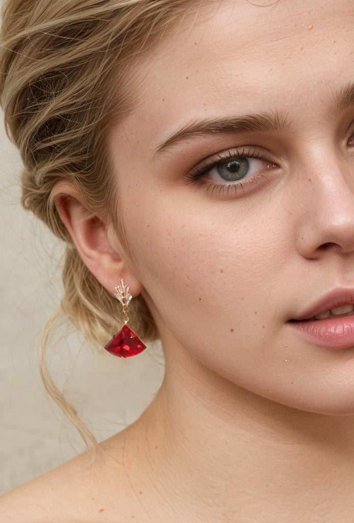 Ruby Red Deco Earrings - Earrings