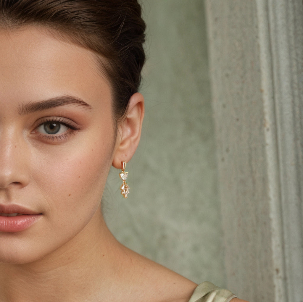 Art Deco Bridal Moon Drop Earrings - Earrings