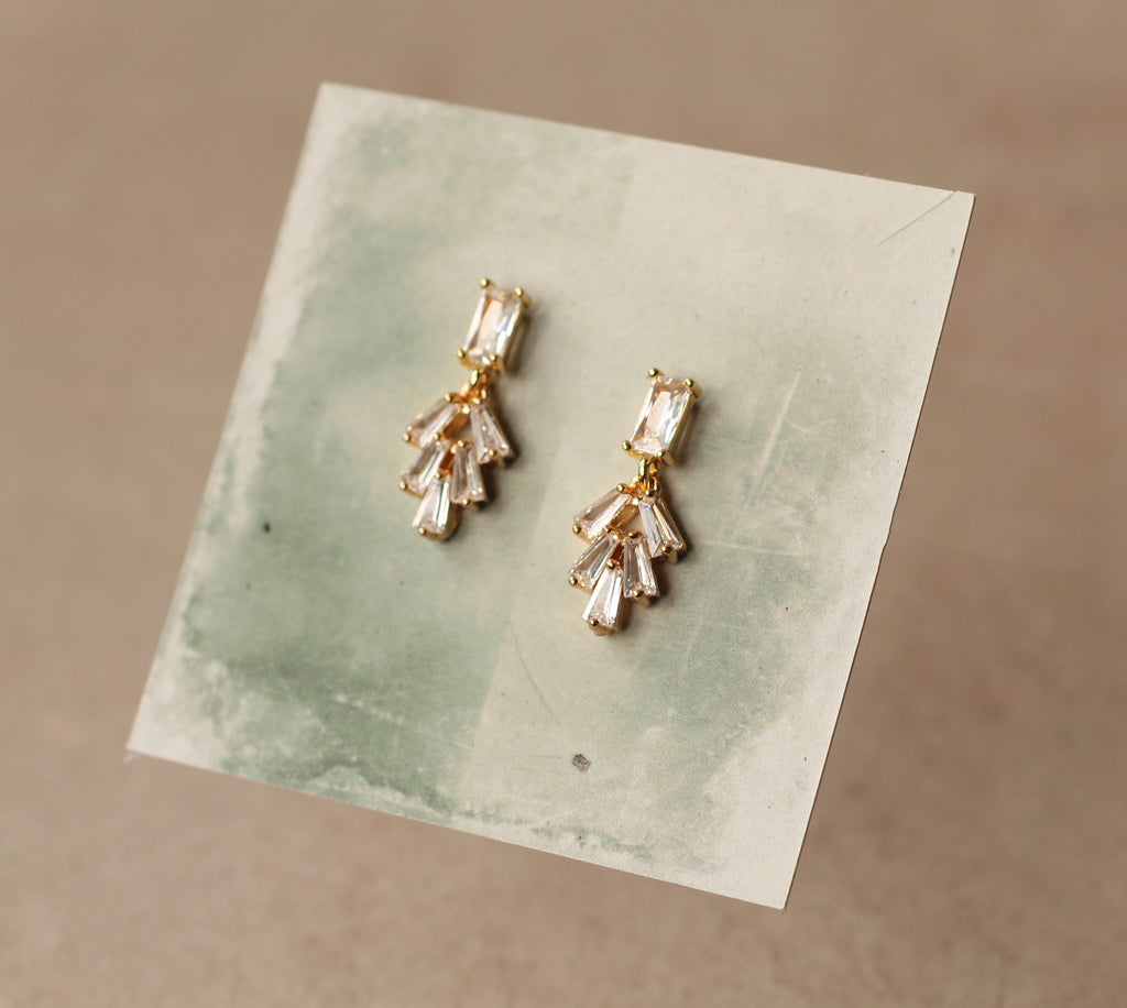 Art Deco Crystal Chrysler Baguette Earrings - Earrings