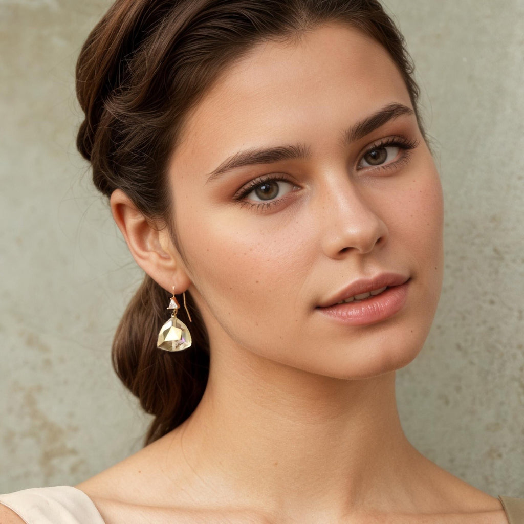 Champagne Yellow Art Deco Bridal Earrings (WS) - Earrings