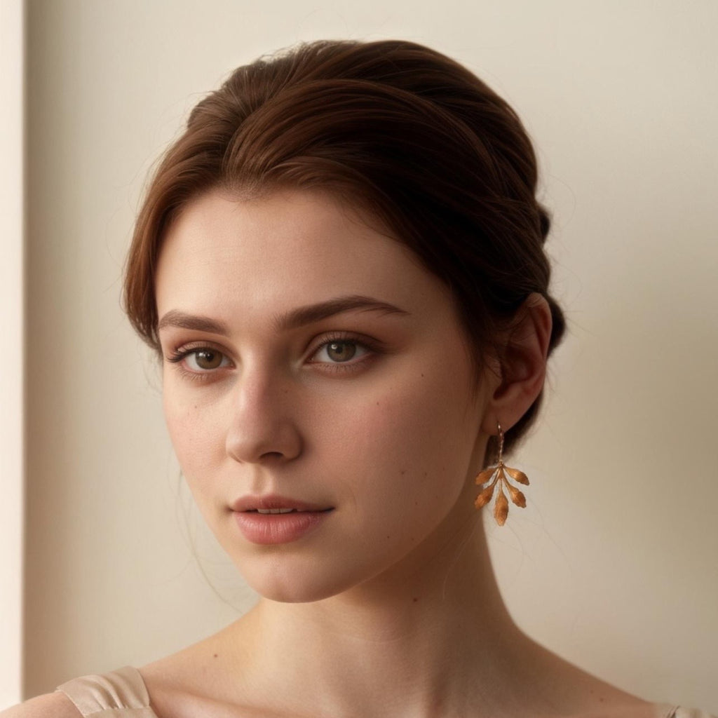 Gold Leaf Chandelier Earrings (WS) - Earrings