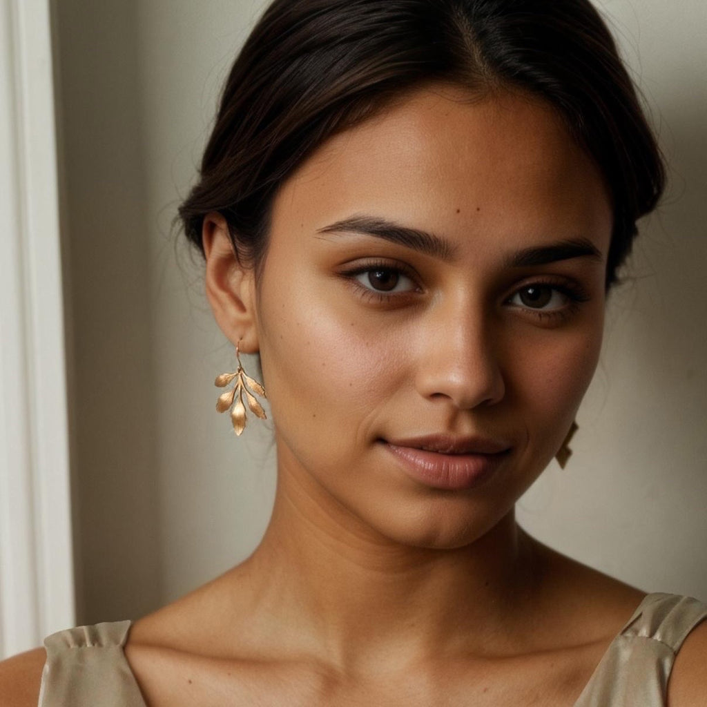 Gold Leaf Chandelier Earrings (WS) - Earrings