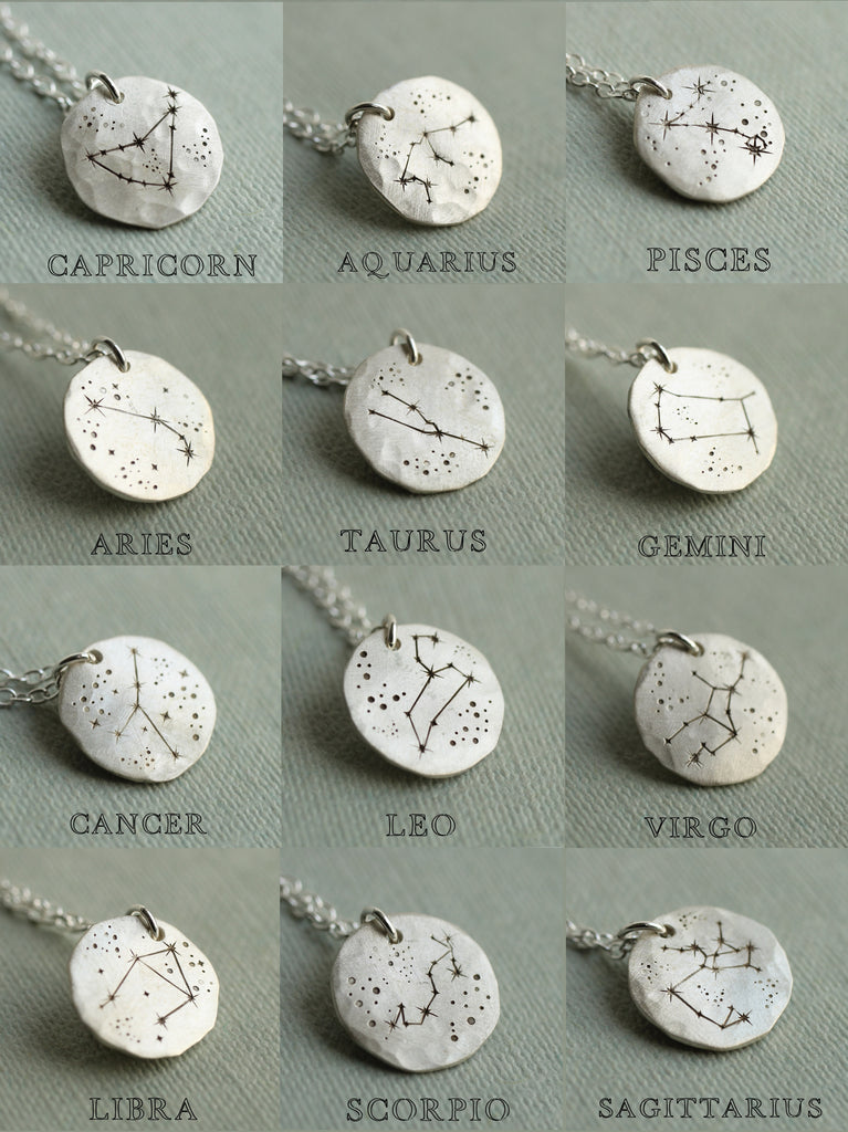 Sterling Silver Zodiac Disc Necklace -