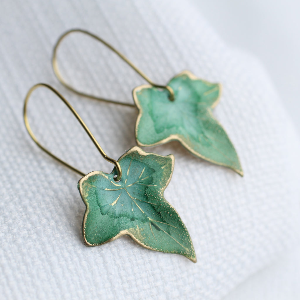 Clover Green Ivy Leaf Earrings - Earrings