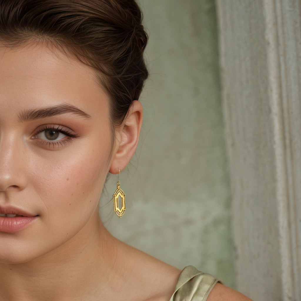 Art Deco Golden Gate Earrings (WS) - Earrings