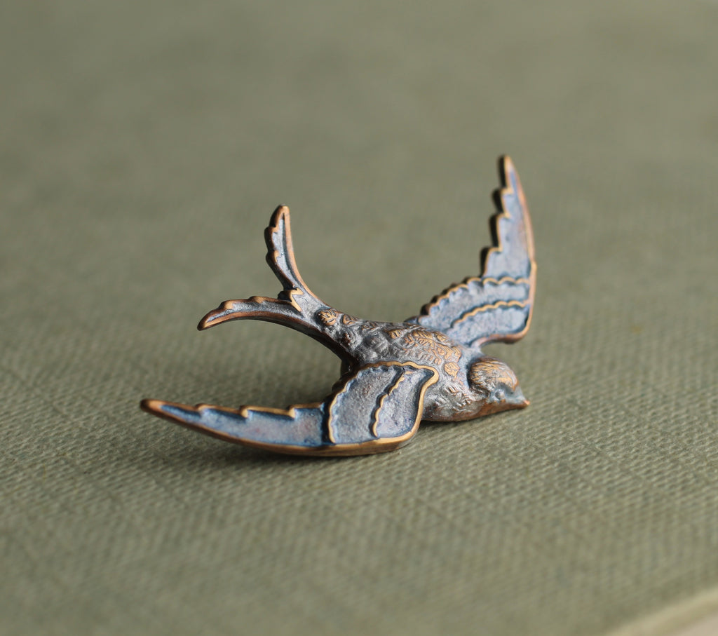 Opal Swallow Bird Brooch - Brooches & Pins