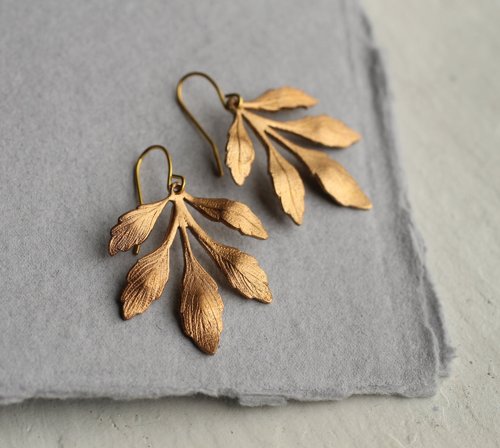 Gold Leaf Chandelier Earrings - Earrings