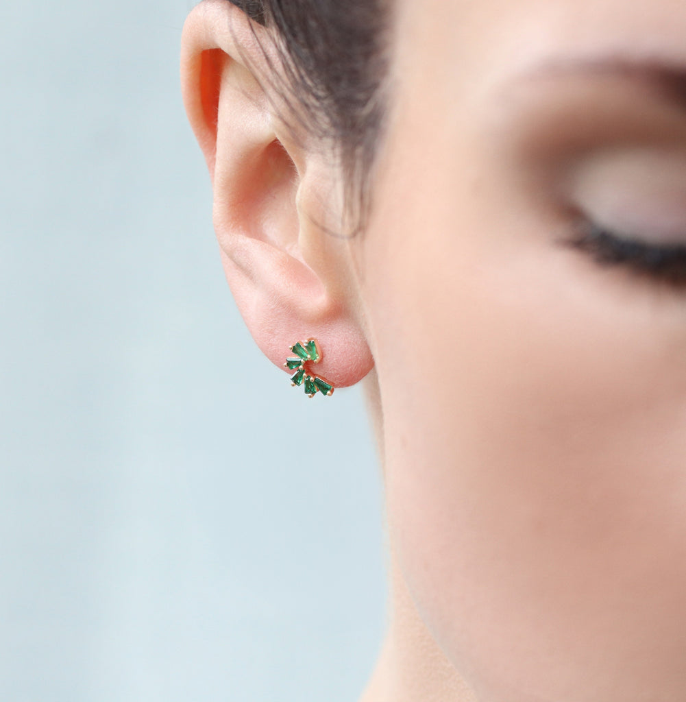 Emerald Pinwheel Stud Earrings - Earrings