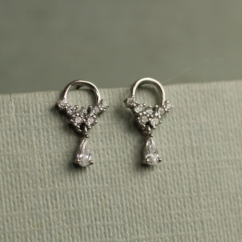 Sterling Silver Tiny Droplet Hoop Earrings - Earrings