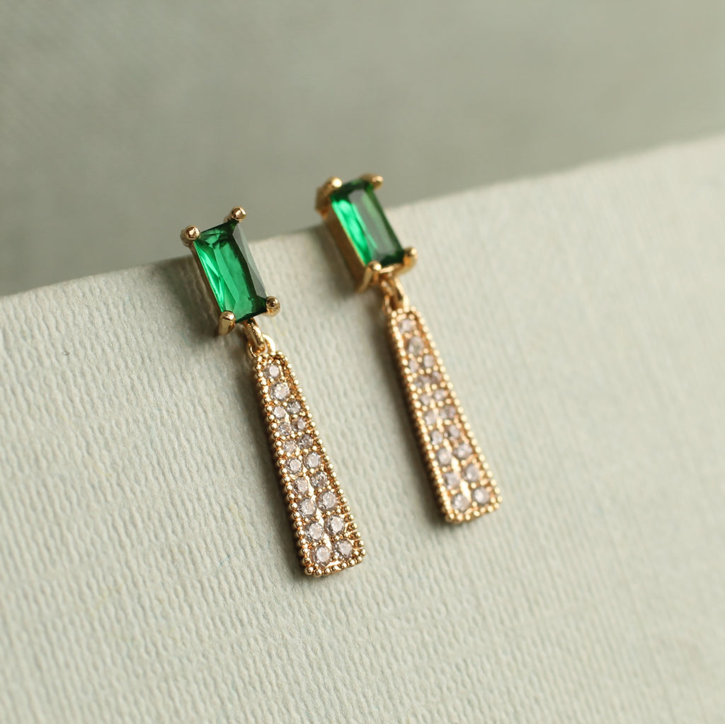 Emerald Crystal Drop Earrings - Earrings