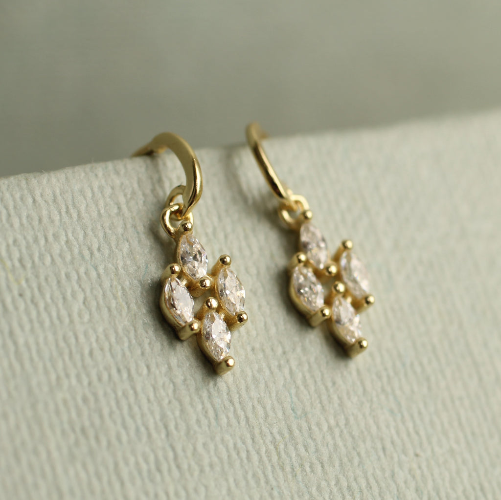 Marquese Crystal Gold Stud Earrings - Earrings