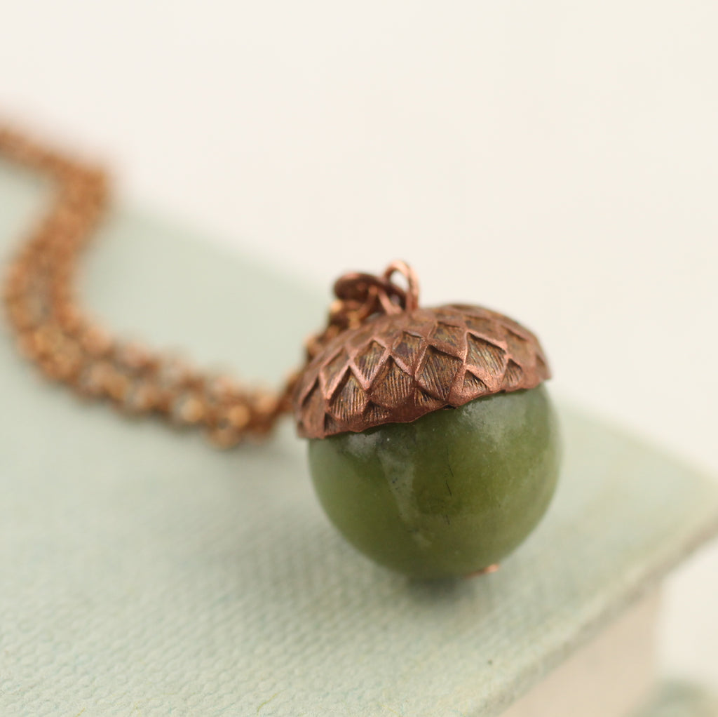 Olive Acorn Necklace - Necklaces