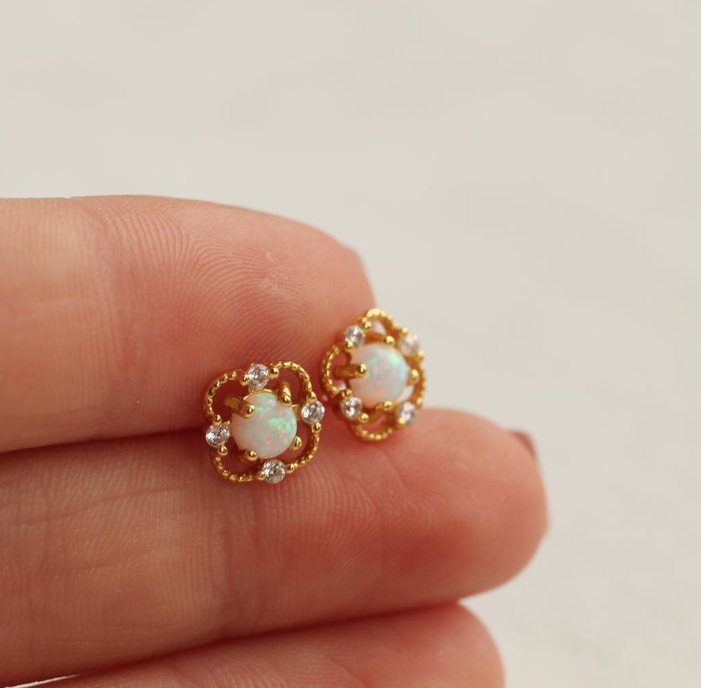 Victorian Opal Stud Earrings - Earrings