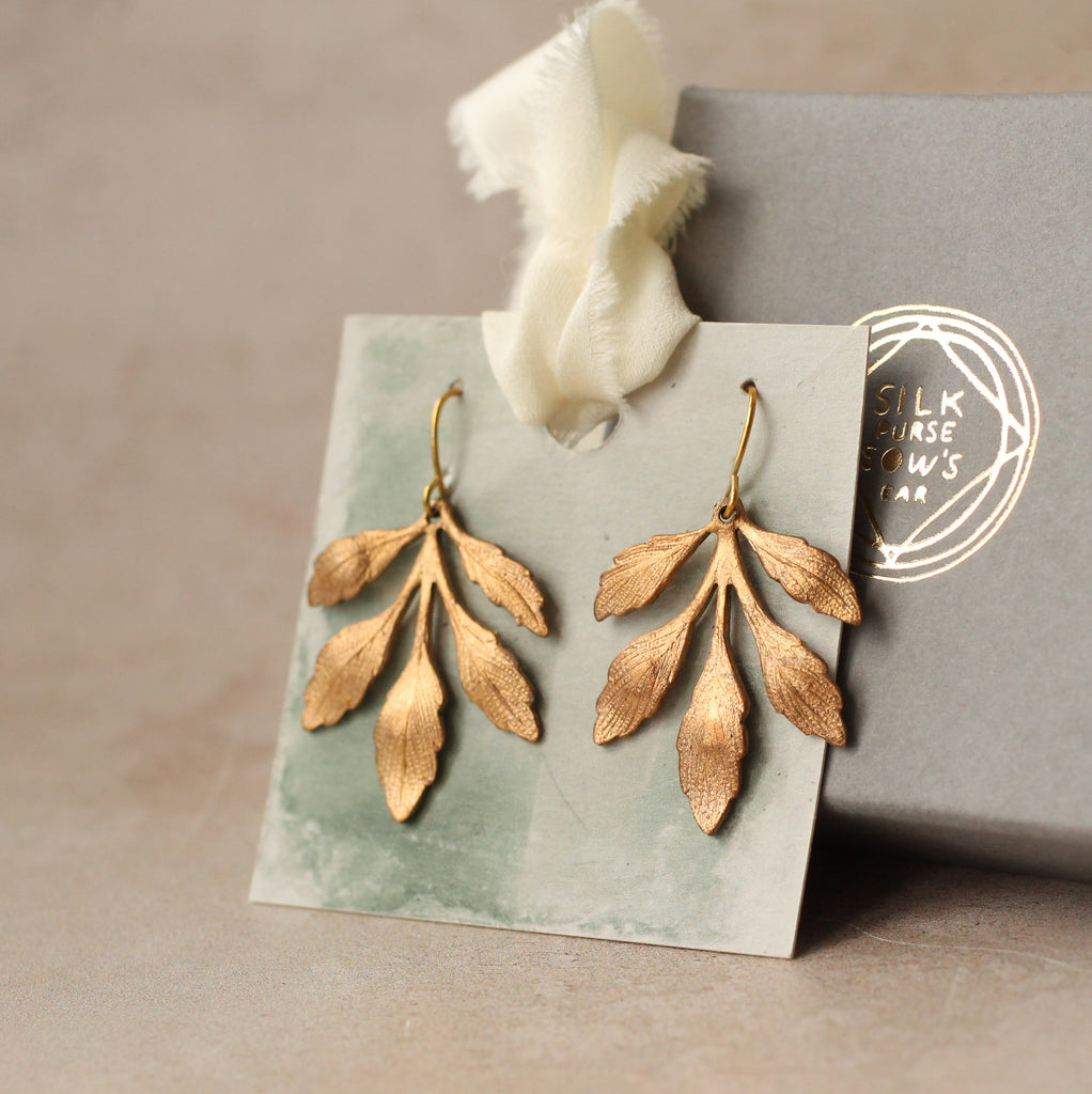 Gold Leaf Chandelier Earrings - Earrings