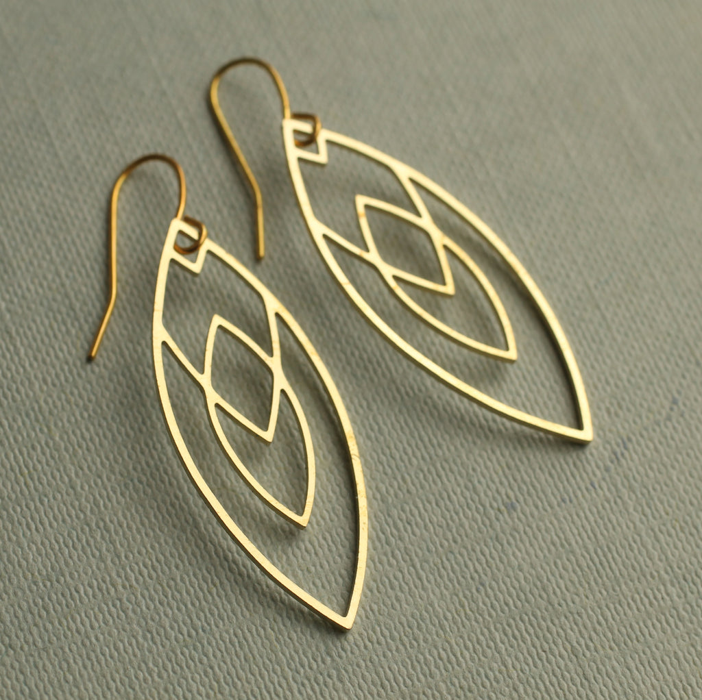 Art Deco Gold Aztec Earrings - Earrings