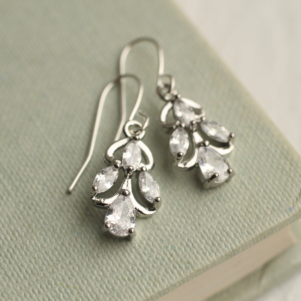 Silver Nouveau Jewel Earrings - 