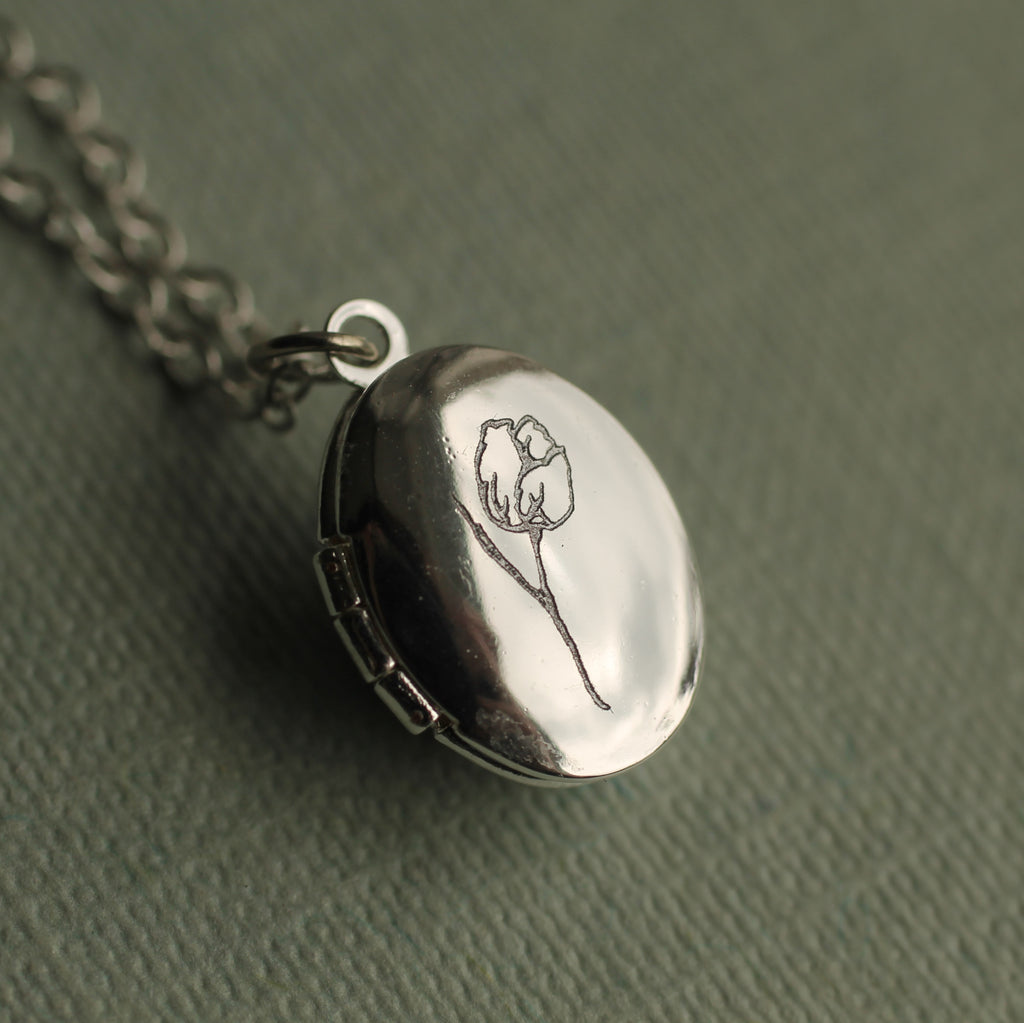 Tiny Silver Oval Locket - Necklaces