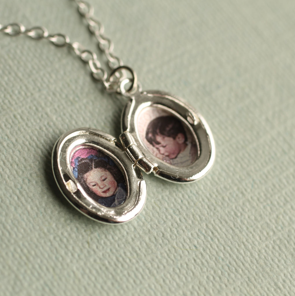 Small Silver Oval Locket - Necklaces