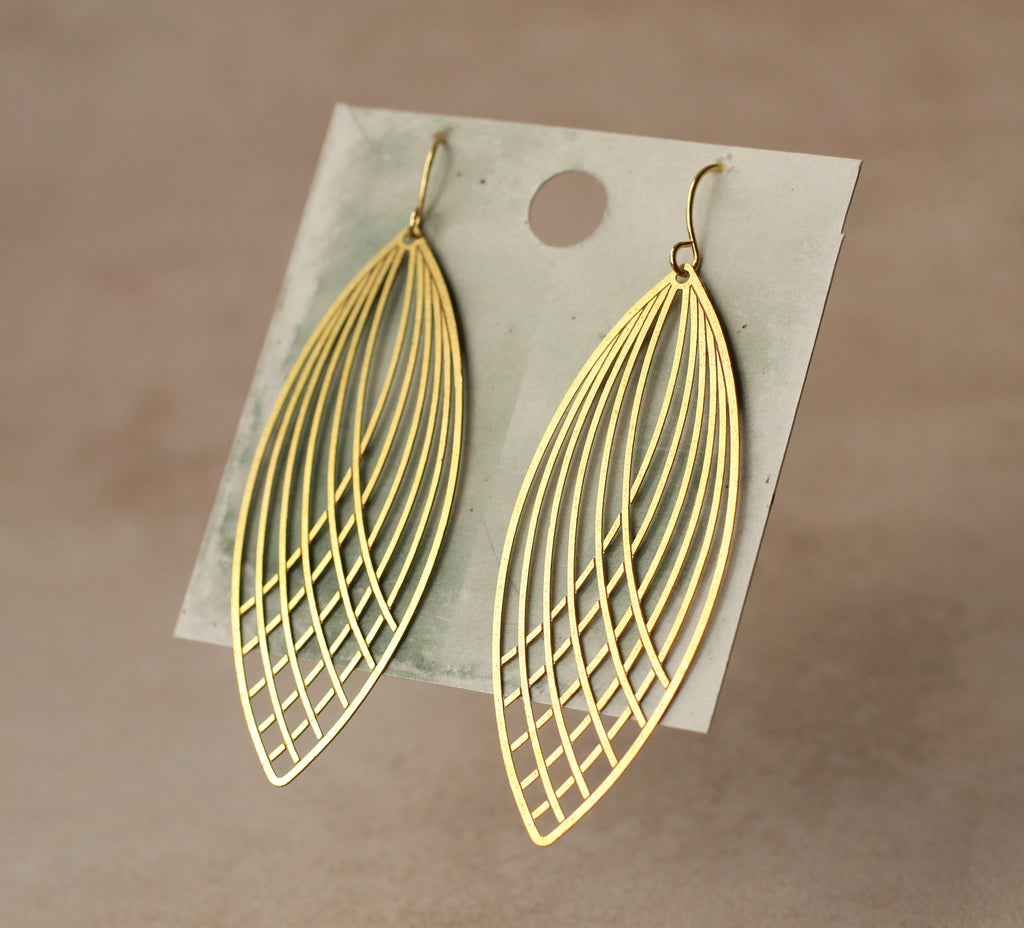 Art Deco Gold Aztec Earrings (WS) - Earrings