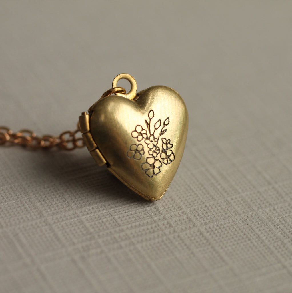 Tiny Heart Locket Necklace with Photos - Necklaces