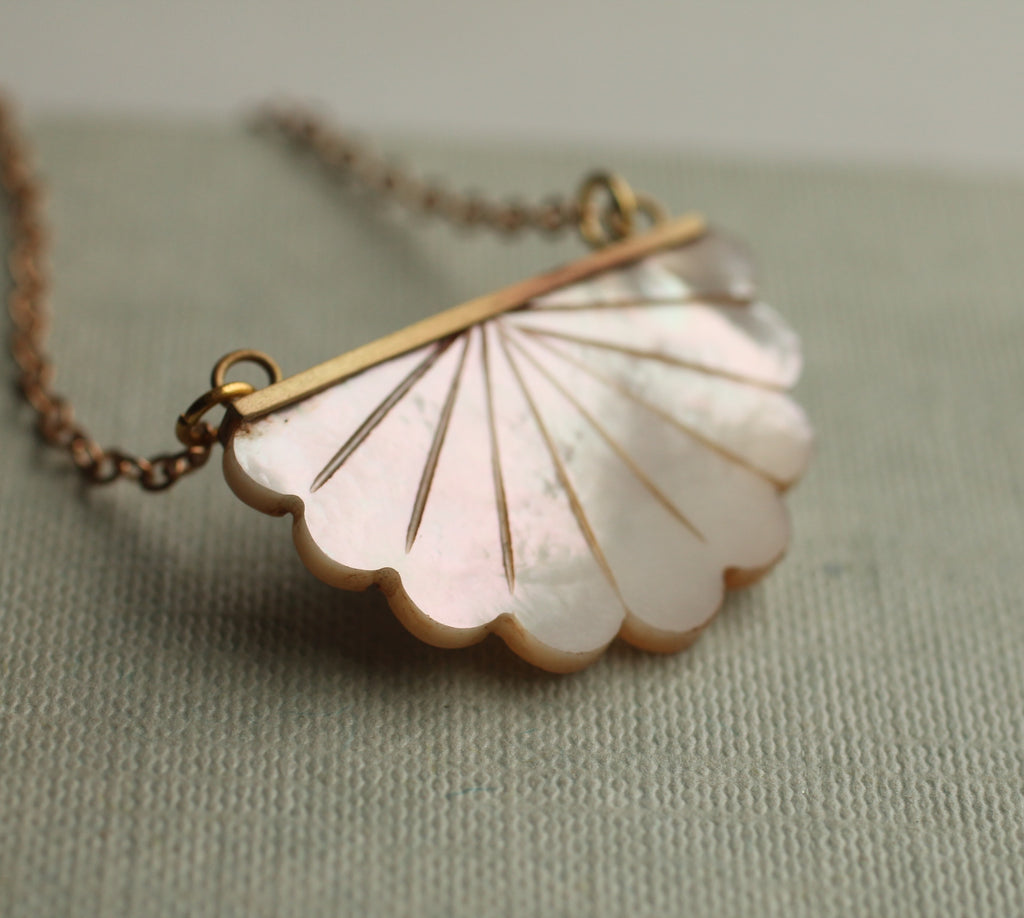 Mother of Pearl Semi Circle Necklace (WS) - Necklaces