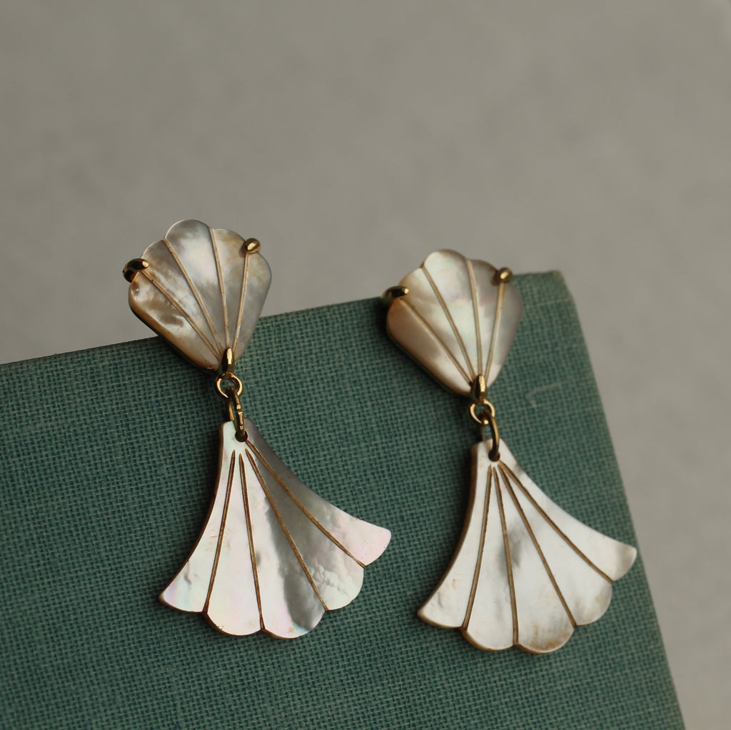 Mermaid Mother of Pearl Art Deco Earrings - Earrings