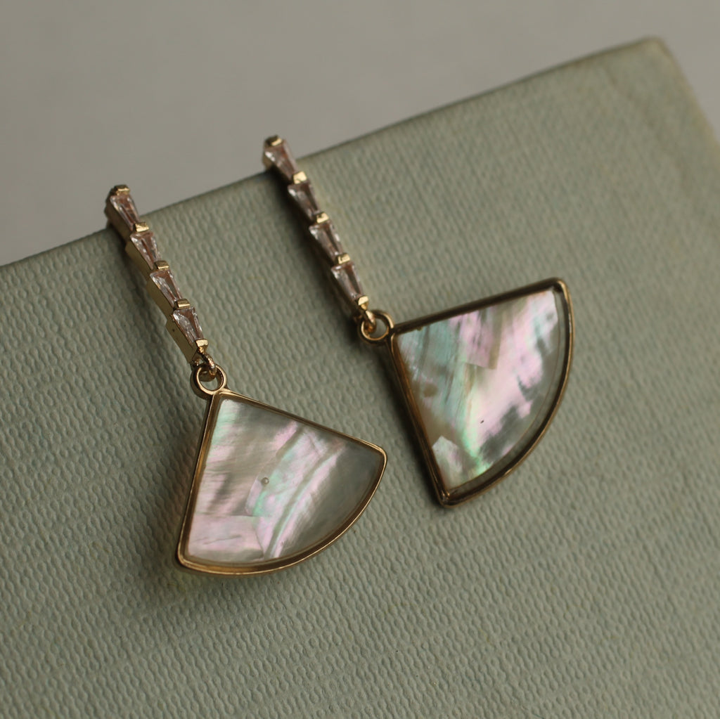 Abalone Pearl Crystal Drop Earrings - Earrings