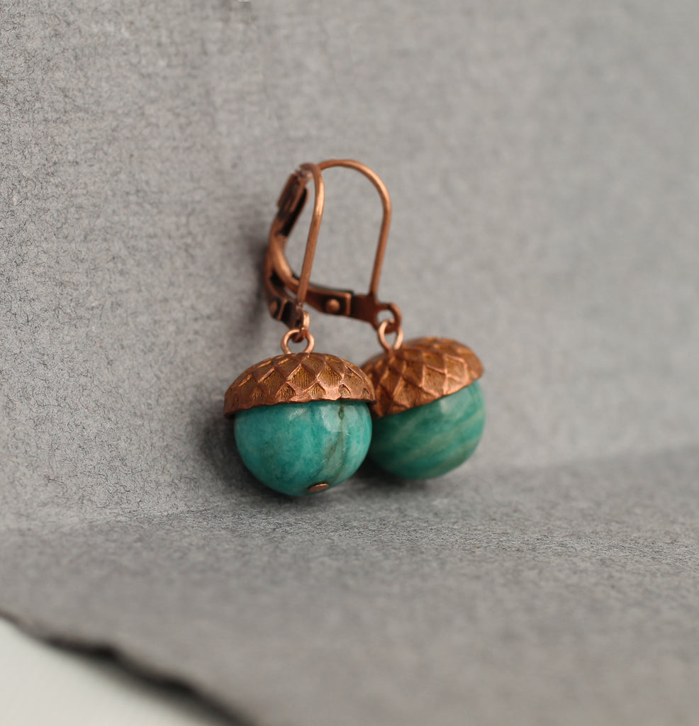 Amazonite Acorn Earrings - Earrings