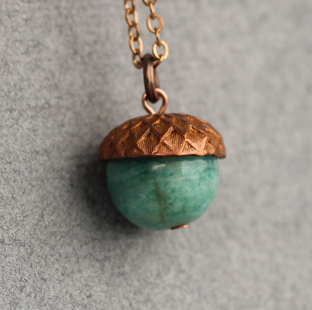 Amazonite Acorn Necklace - Necklaces