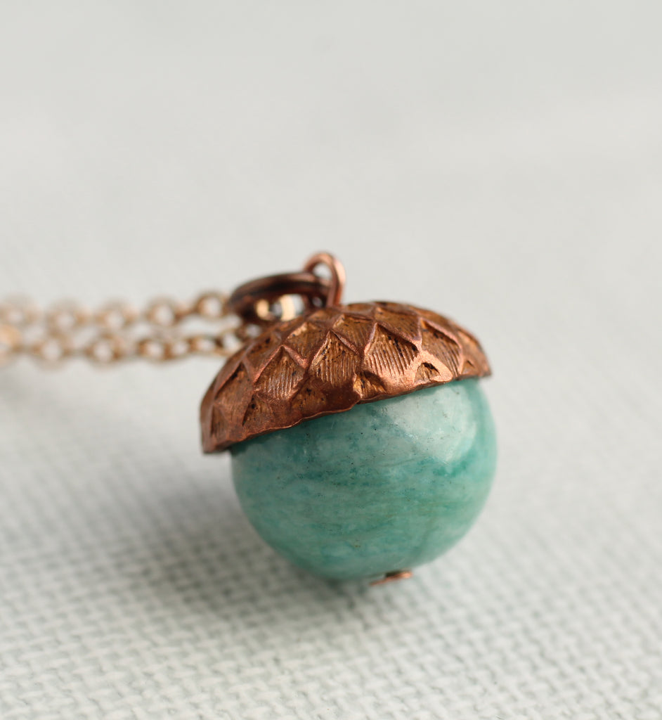 Amazonite Acorn Necklace - Necklaces