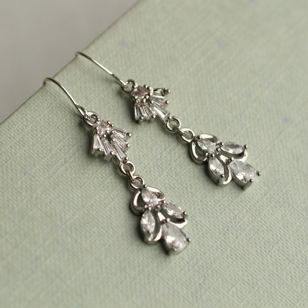 Silver Crystal Nouveau Jewel Earrings - Earrings