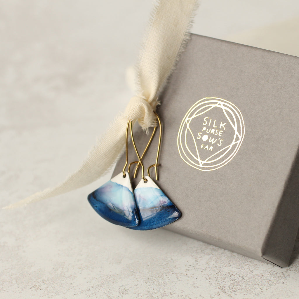 Indigo Blue Enamel Earrings (WS) - Earrings
