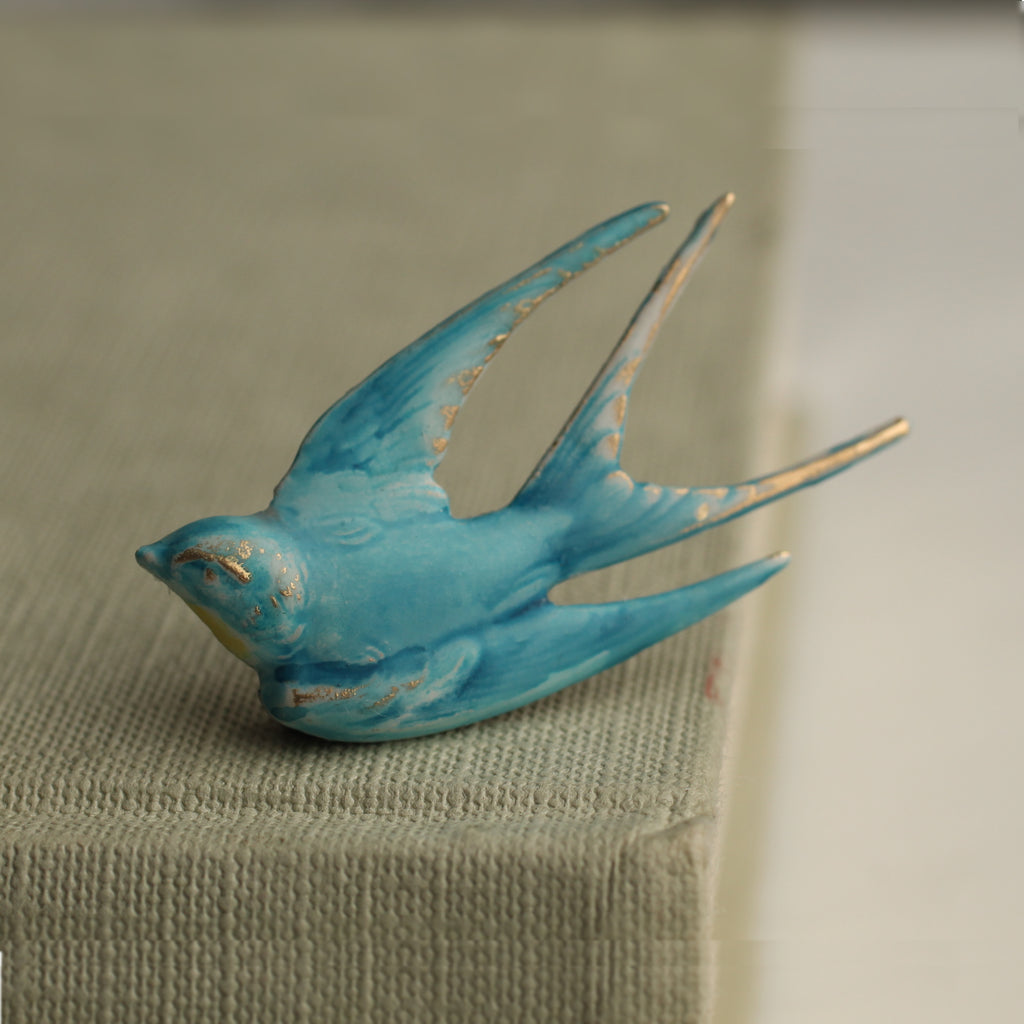 Blue Bird Swallow Brooch Pin (WS) - Brooches & Pins