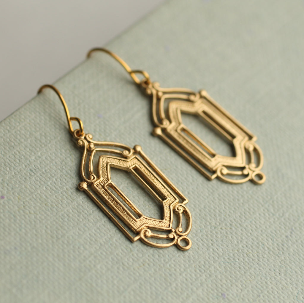 Art Deco Golden Gate Earrings - Earrings