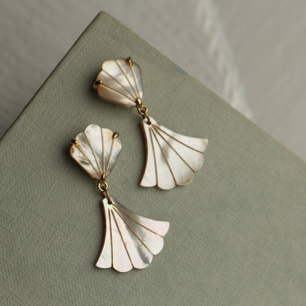 Mermaid Mother of Pearl Art Deco Earrings - Earrings