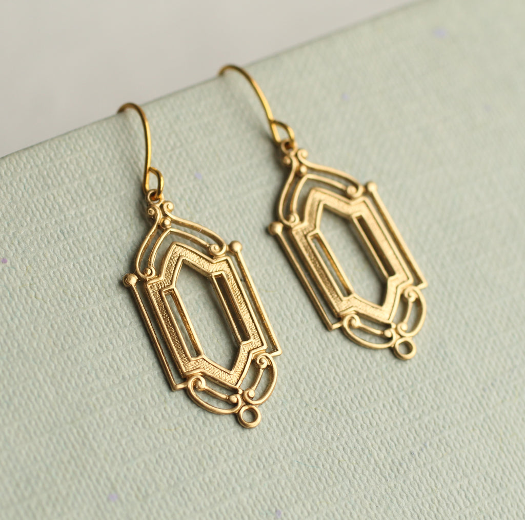 Art Deco Golden Gate Earrings - Earrings