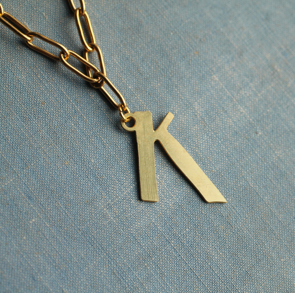 Gold Alphabet Pendant Necklace - 